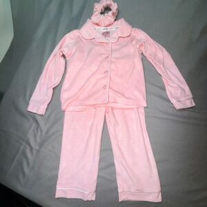 Lets Get Cozy Pink Candy Cane Pajama Set Kids Size 2T Fleece Sleepwear